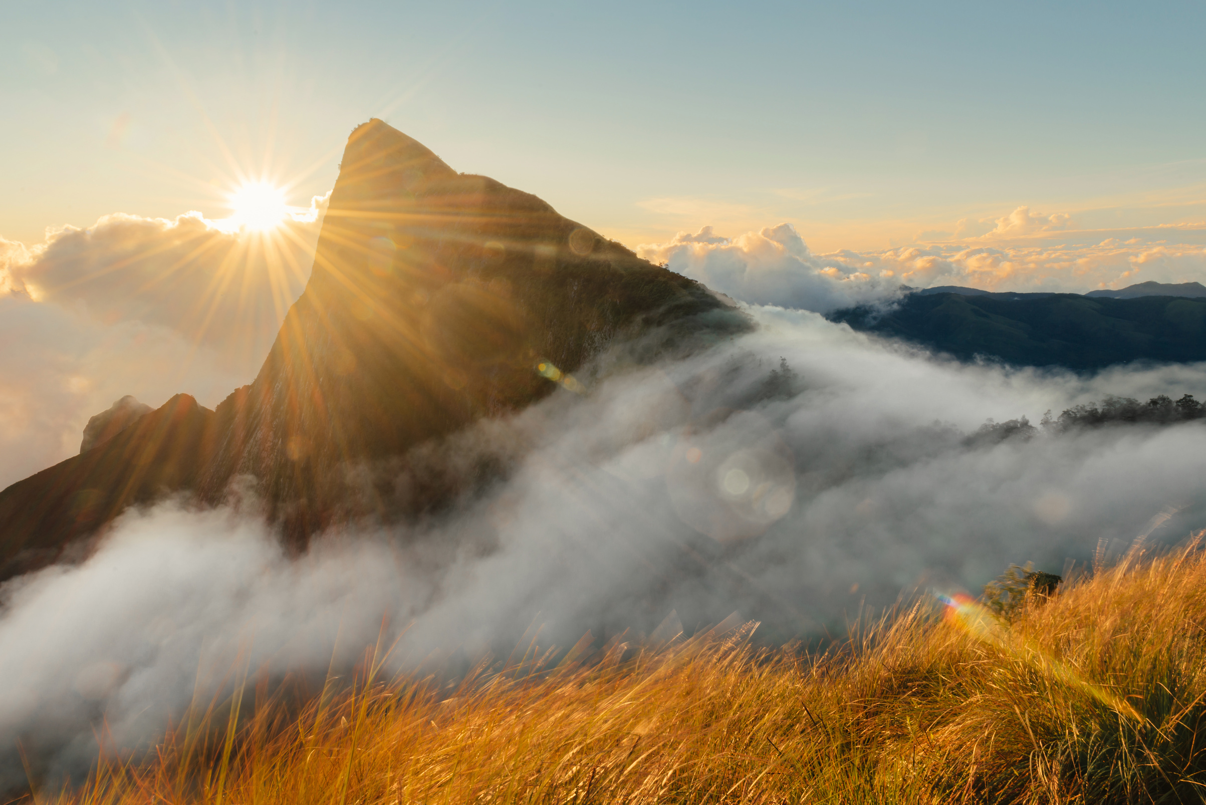 Beautiful Sunrise in the Mountains with Clouds